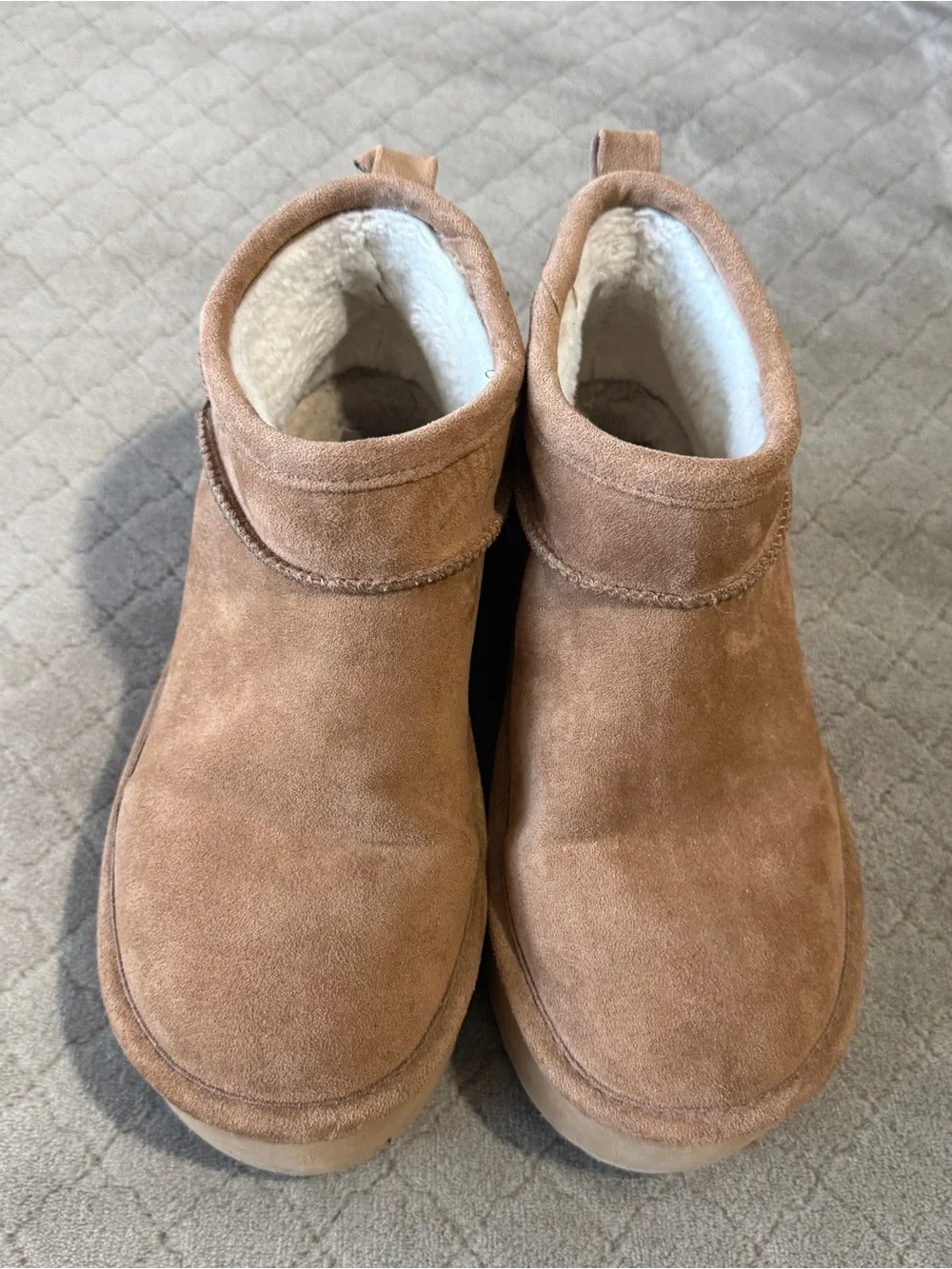 Madden Girl Tan Faux-Fur Lined Platform Ankle Boots